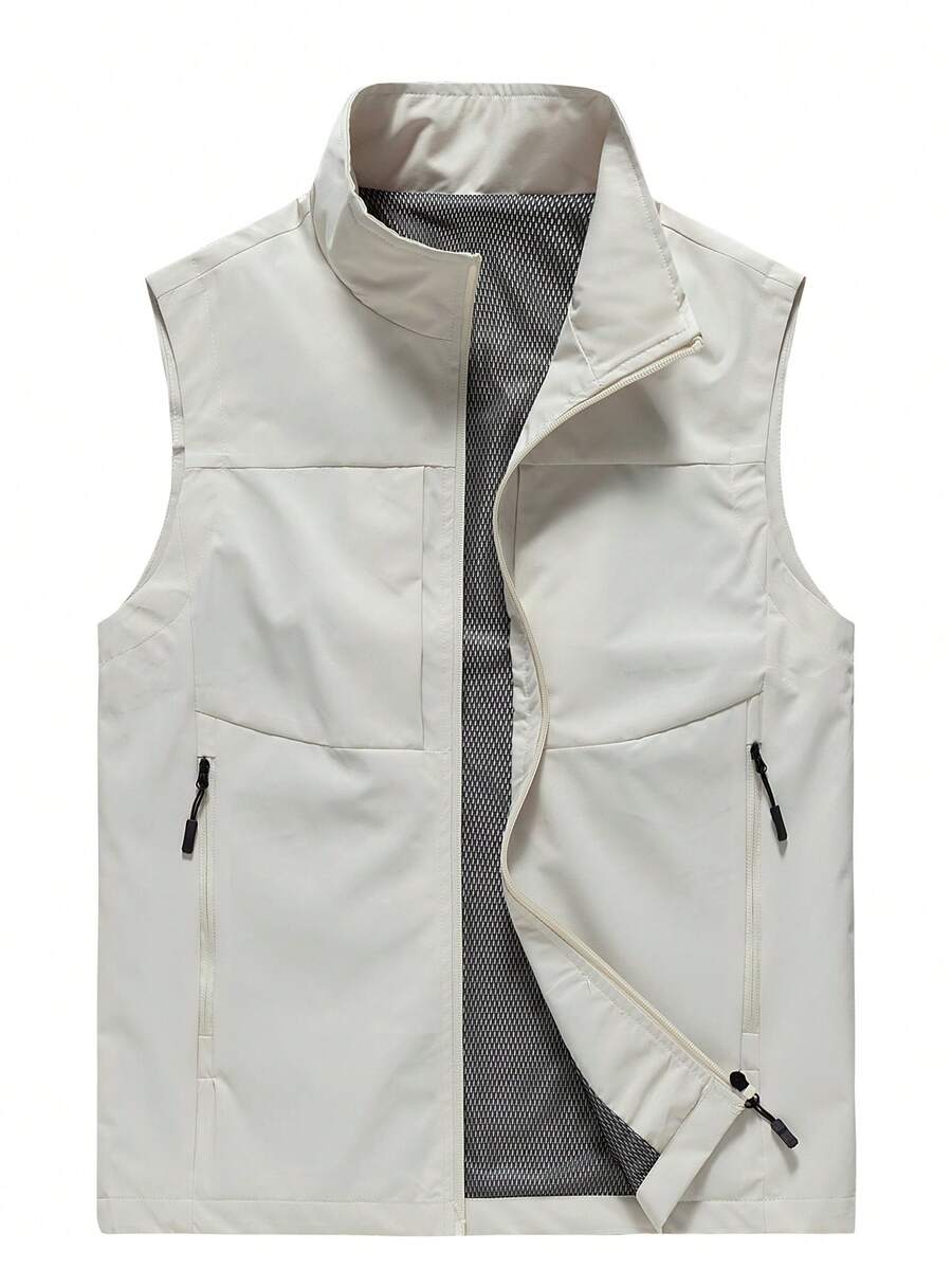 Men's Outdoor Lightweight Cargo Vest - Beige - View 1