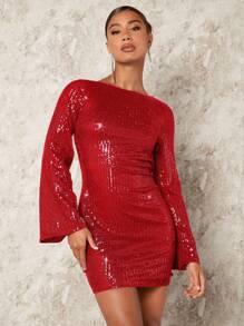 SHEIN BAE Women's Gorgeous Red Backless Dress - Red - View 2