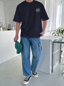 DAZY 男裝短袖t卹,印有標語圖案