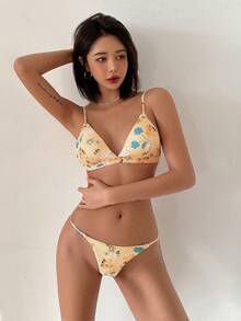 DAZY Bộ bikini tam giác in hình kỳ nghỉ dành cho nữ - Nhiều màu - Xem 4