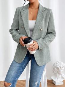 SHEIN Clasi Chaqueta De Traje Cruzada Con Cuello Vuelto Para Mujer