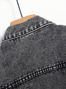 Manfinity Homme Men's Distressed Long Sleeve Denim Jacket , Dark Cotton Plain Black Party Grunge Rapper Going Out Vacation National Park Urban Gym, For Fall