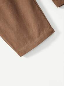 Conjunto de sudadera con cuello redondo y pantalones lisos para niños pequeños con patrón de león animado