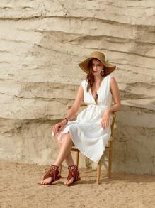 Styleloop 女士棕色刺绣流苏凉鞋平底靴，露趾设计，适合秋季，罗马风格，时尚女性搭配连衣裙，适合海滩或海边户外活动，波西米亚风格人字平底凉鞋，非常适合夏季度假鞋夏季特卖波西米亚风格复古乡村风法式鞋万圣节圣诞节秋季 - 棕色 - 查看 5