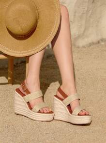 Styleloop Women's Retro Vacation Woven Platform Thick Bottom Rope Sandals