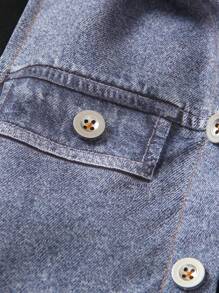 SHEIN Colete de jeans e shorts com efeito denim e conjunto de camiseta de manga curta com pescoço redondo para menino jovem