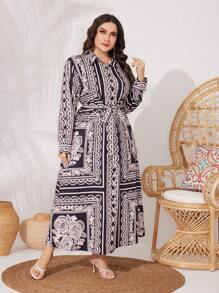 Mulvari Vestido De Manga Larga Y Tamaño Grande Para Mujer Con Estampado Floral