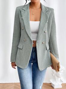 SHEIN Clasi Chaqueta De Traje Cruzada Con Cuello Vuelto Para Mujer