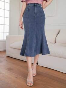 DAZY 美人鱼尾巴牛仔裙，秋装牛仔裙