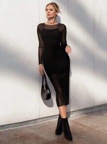 SHEIN Essnce Vestido De Malla 2 En 1 Para Damas - Negro - Ver 2