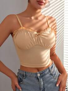 SHEIN Của phụ nữ Cơ bản Áo ba lỗ Đối với Tất cả các mùa - Màu be - Xem 3