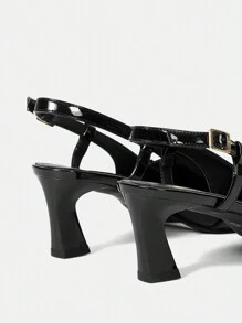 CUCCOO BIZCHIC Women'S Black Fashion Pointed Thick Mid Heel Pumps For Summer Graduation Heels Prom Heels Vacation Shoes Summer Elegant Heels Elegant Basics Business Casual Business Chic Spring Shoes Spring Break Easter - Black - View 7