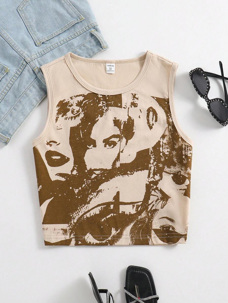 Teenage Girls' Tank Top For Summer - Khaki - View 1