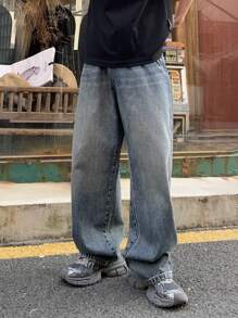 Đúng mốt Lỏng lẻo Giò thẳng Quần jean Cho nam giới , Phong cách đường phố - Màu xanh lam - Xem 7