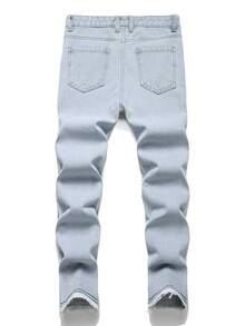 Tween Boys' Distressed Fringe Hem Casual Jeans - Light Wash - View 2