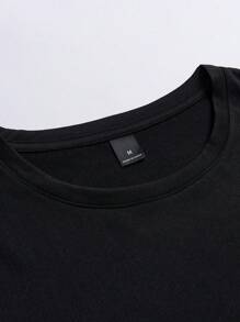 Men'S Fashionable Letter Pattern Short Sleeve T-Shirt - Black - View 7