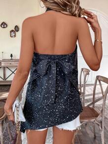 Chiquease Women'S Halter Neck Printed Tank Top - Black - View 2