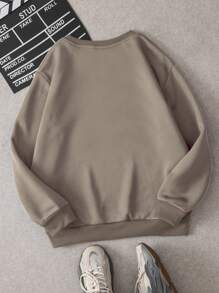 INAWLY Women's Mountain & Letter Print Fleece Sweatshirt EST A Strong, Innate Desire Travel 1893,Long Sleeve Tops Graduation,Back To School,Graduation,Teacher For Women,Back To School Pullover Fall Sweatshirt - Mocha Brown - View 2