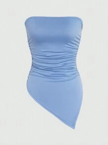 Flirla Women'S Asymmetric Hem Strapless Top