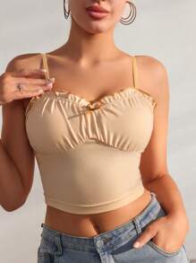 SHEIN Của phụ nữ Cơ bản Áo ba lỗ Đối với Tất cả các mùa - Màu be - Xem 1