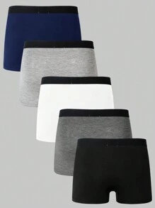 Men'S Letter & Crown Printed Boxer Briefs (5pcs/Set)