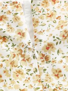 SHEIN MOD Women'S Front Tie Floral Print Spaghetti Strap Dress - Yellow - View 4