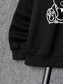 Manfinity Dauomo Men'S Round Neck Sweatshirt With Bear Print - Black - View 4