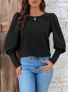 SHEIN Frenchy Valentine's Day Solid Color Texture Lace Patchwork Shirt Summer Black Casual - Black - View 6