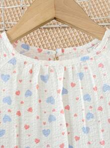 Little Girls' One-Piece Heart Printed Woven Fabric Loose Sleepwear Dress For Home