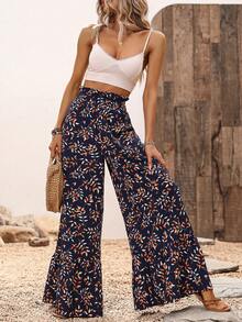 SHEIN Clasi 女士植物印花闊腿褲 - 彩色 - 查看 5