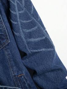 Manfinity Homme Men'S Long Sleeve Single Breasted Denim Jacket - Dark Wash - View 6