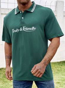 Manfinity Homme Camisa De Polo De Talla Grande Para Hombres - Verde Oscuro - Ver 6
