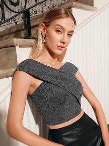 Zolique Ladies' Shiny V Neck Backless Camisole - Silver - View 7