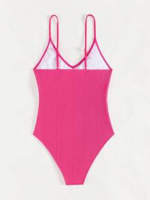 SHEIN Swim 女士纯色连体泳衣（带肩带）狂欢节夏季