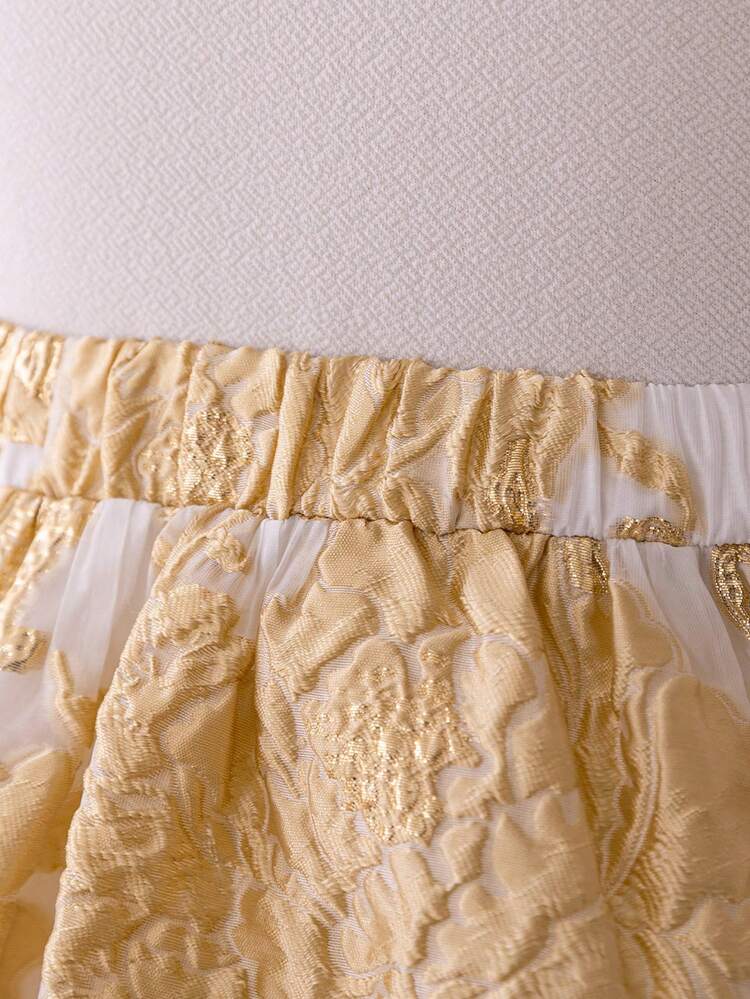 Tween Girls' Dreamy Princess Style Embroidered Round Neck Flutter Sleeve Dress