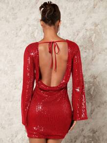 SHEIN BAE Women's Gorgeous Red Backless Dress - Red - View 5