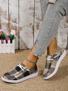 Casual Multi-Color Lightweight Outdoor Sports Shoes, Women's Spring/Summer Canvas Material Breathable Lace-Up Flat Casual Shoes (Run Small By One Size)