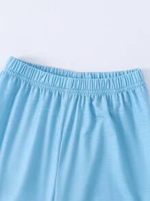 Set Aus Kurzärmligem T-shirt Und Hose Mit Süßem Cartoon-animal-print Für Kleine Jungen Für Den Freizeitgebrauch Zu Hause