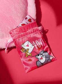 TOM & JERRY X SHEIN Antifaz de ojos rosado con estampado de corazones y diseño lindo de dibujos animados - Multicolor - Ver 3