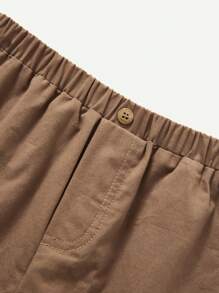Conjunto de sudadera con cuello redondo y pantalones lisos para niños pequeños con patrón de león animado