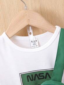 Baby Boy Letter Print Short Sleeve Top + Shorts + Bag 3pcs Outfit Set