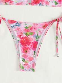 SHEIN Swim Women's Floral Print Two-Piece Bikini Set Summer Beach - Multicolor - View 5