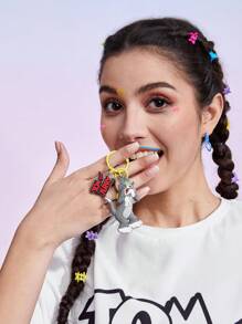 TOM & JERRY X SHEIN 2pcs Classic Series Cat And Mouse Design Keychain - Multicolor - View 6