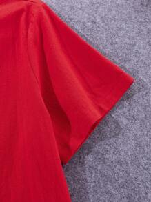 SHEIN Tween Boy Chinese Frog Button Dancing Lion Print Shirt And Solid Shorts Set