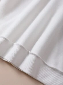 SHEIN LUNE Của phụ nữ In Áo nỉ có mũ Với dây rút - trắng - Xem 3