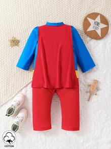 SHEIN Playful Pals Baby Boy Zip Front Long Sleeve Jumpsuit Costume - Black and White - View 2