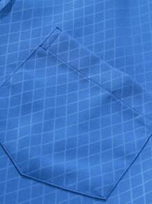 Manfinity Mode Men's Plaid Short Sleeve Shirt, Blue Men Shirts, Men's Short Sleeve Dress Shirts, Royal Blue Men Shirt, Blue Designer Shirt - Royal Blue - View 5