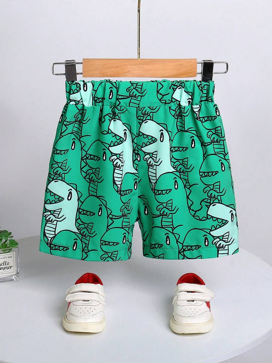 SHEIN Young Boy'S Comfortable Printed Athletic Shorts With Cute And Fun Patterns Perfect For Daily Wear In Spring And Summer - Multicolor - View 1