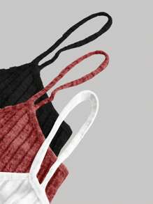 Chiquease Ribbed Knit Solid Color Camisole With Sweetheart Collar For Summer