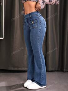 SHEIN ICON Damski Szczupły Flared Jeans